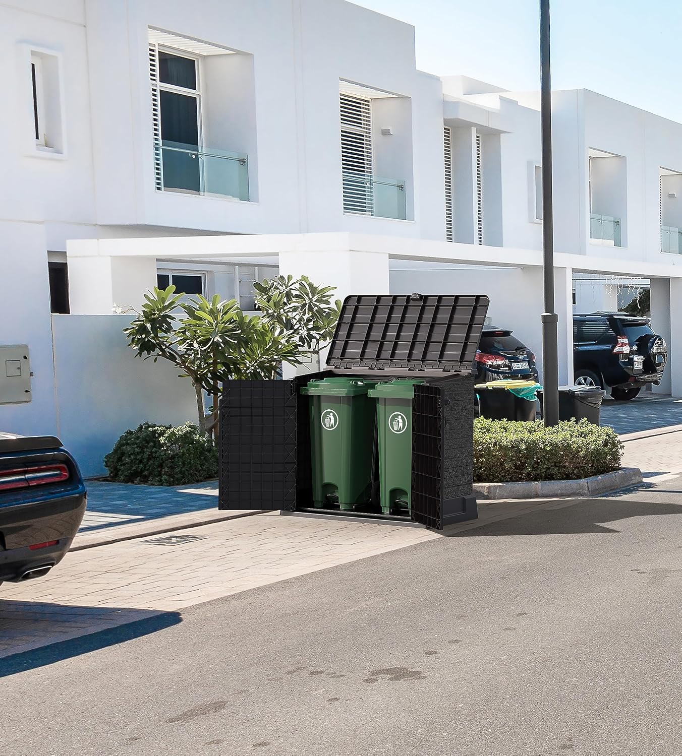 Duramax - Arcón Cubre Cubos Exterior - 850 L - Pvc - Color Marrón -  -_2