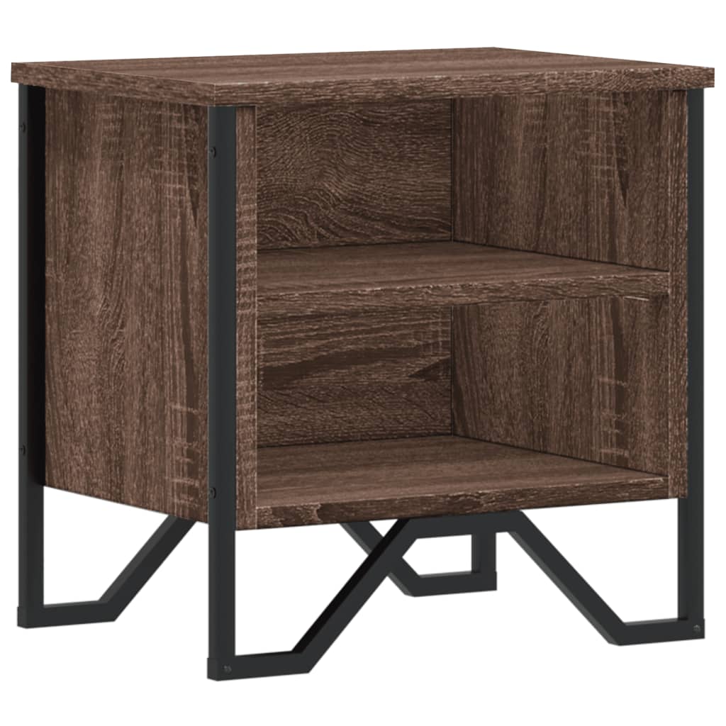 Mesita De Noche Madera De Ingeniería Marrón Roble 40x30x40 Cm_0