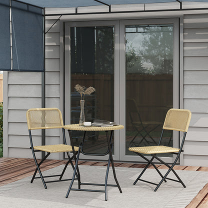 Outsunny Conjunto De Mesa Y Sillas De Jardín Exterior De Ratán Plegable Natural_1