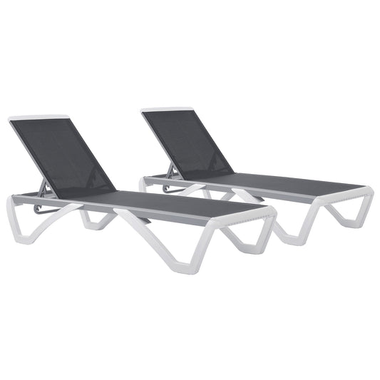 Outsunny Conjunto De 2 Tumbonas Reclinables De Aluminio 170x67,5x95 Cm Gris_0