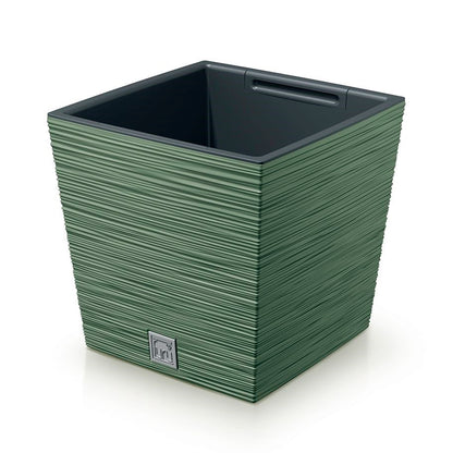 Macetero Color Verde Tierra, Con Depósito, Colección Furu, De 24 X 24 X 23,5 Cm, Capacidad De 7,5 L._0