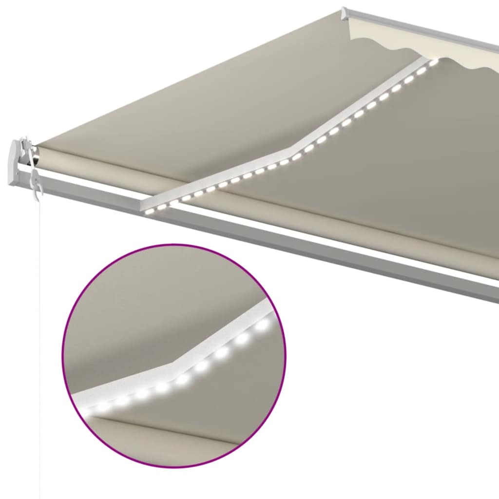 Toldo Automático Con Led Sensor De Viento Crema 600x300 Cm_3