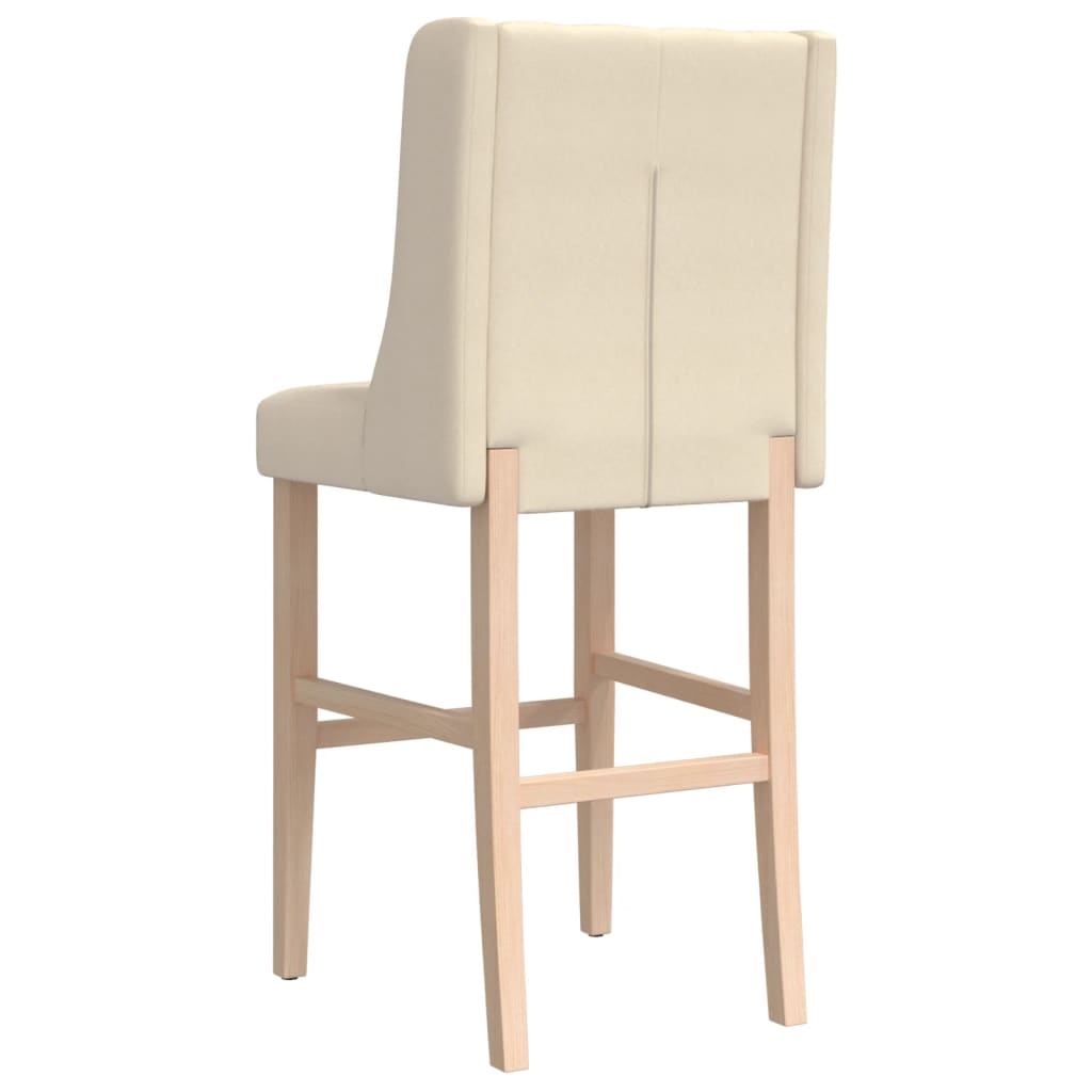 Taburetes Altos 2 Uds Madera Maciza De Caucho Y Tela_5
