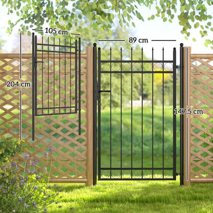 Outsunny Puerta De Jardín 147,5x89 Cm Con Asa Cerradura Y 3 Llaves Negro_2