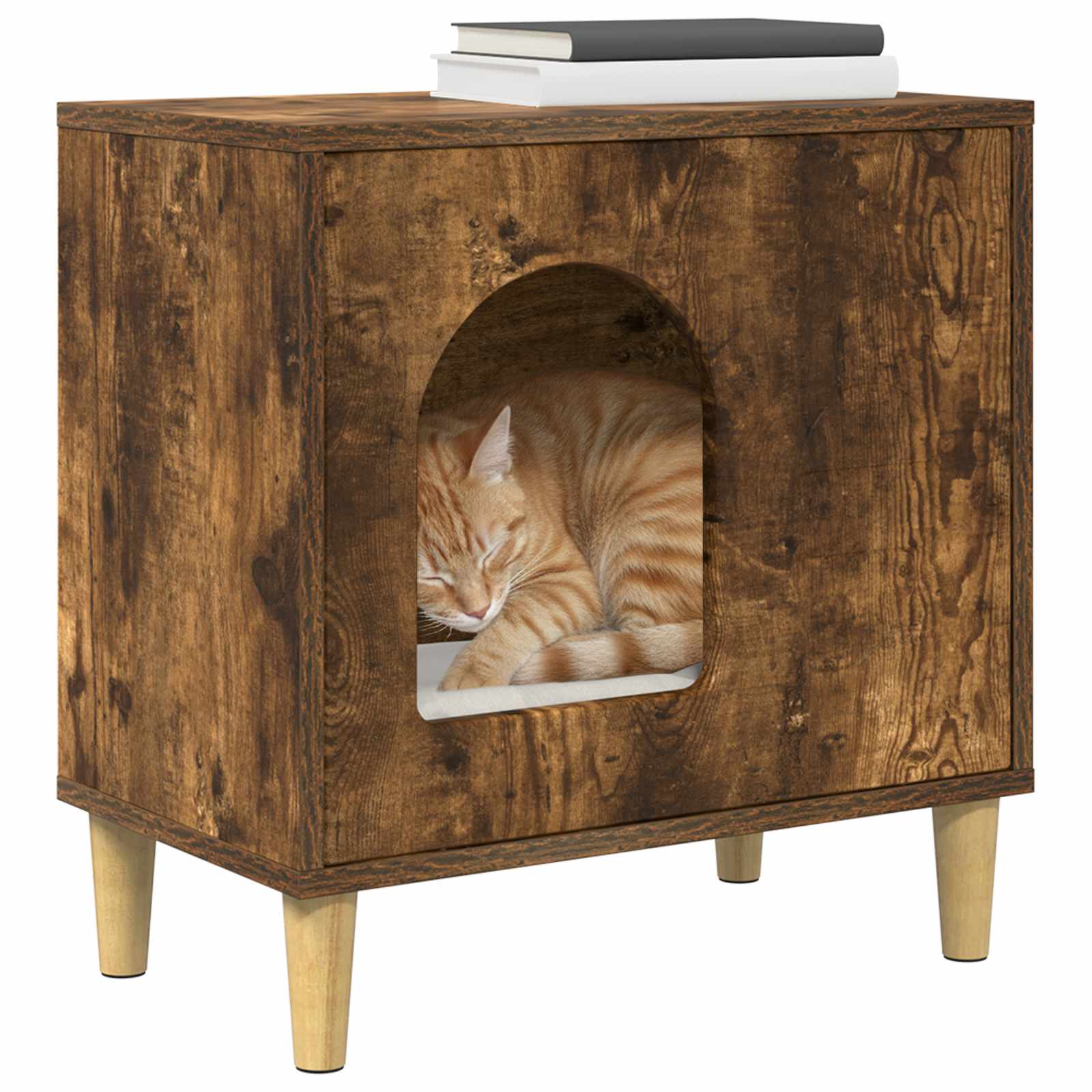 Casa Para Gatos Roble Ahumado 51 X 30 X 52 Cm_2