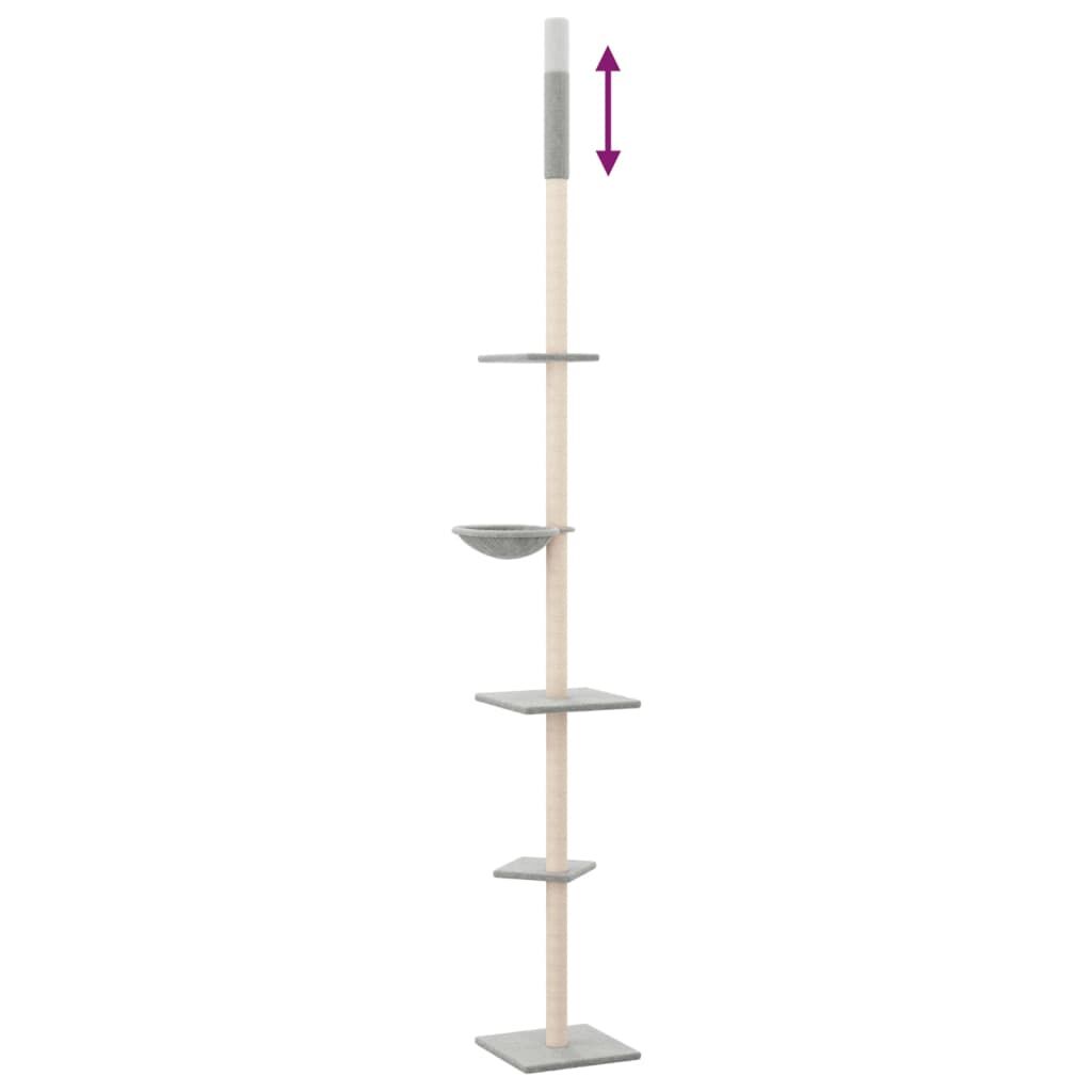 Vidaxl Árbol Rascador Gatos Suelo A Techo Gris Claro 263,5-289,5 Cm_4