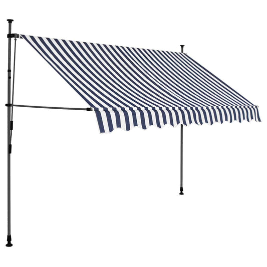 Toldo Manual Retráctil Con Led Azul Y Blanco 250 Cm_0