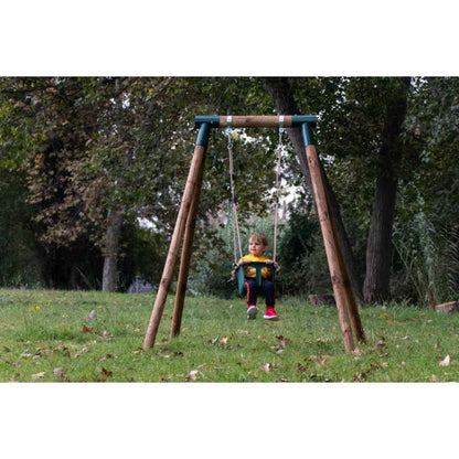 Columpio Individual De Madera Redonda Masgames Kila L + Asiento Bebe.