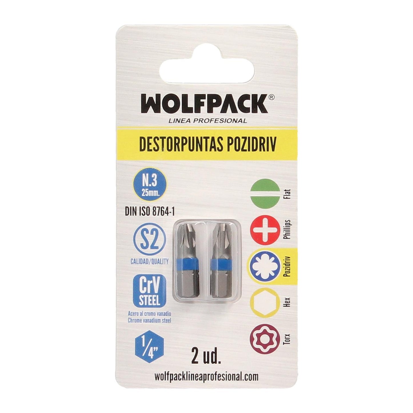 Puntas Destornillador Pozidriv Nº 3 (2 Piezas). Acero S2 Al Cromo Vanadio. Puntas Hexagonales, Destorpuntas,_2