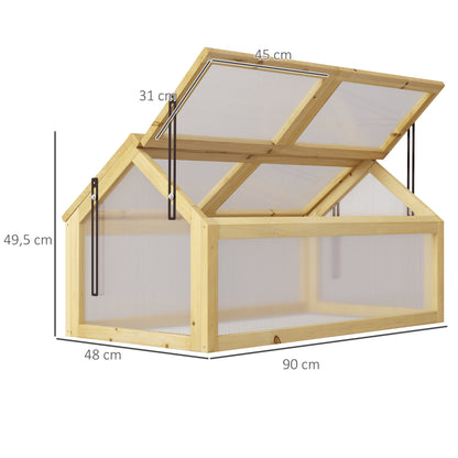 Outsunny Invernadero De Madera Jardín Con Policarbonato Y 4 Ventanas Abatibles_2