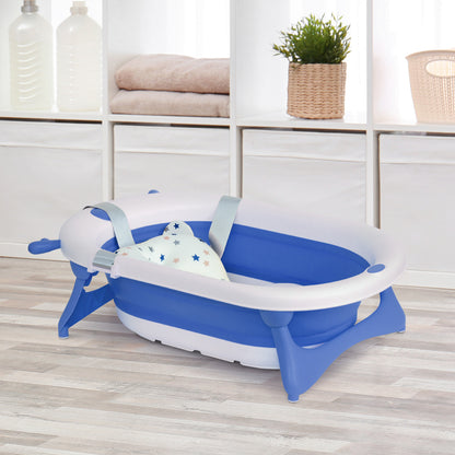 Homcom Bañera Plegable Bebé Recién Nacido Hasta 3 Años 35l Con Cojín Y Tapón_1