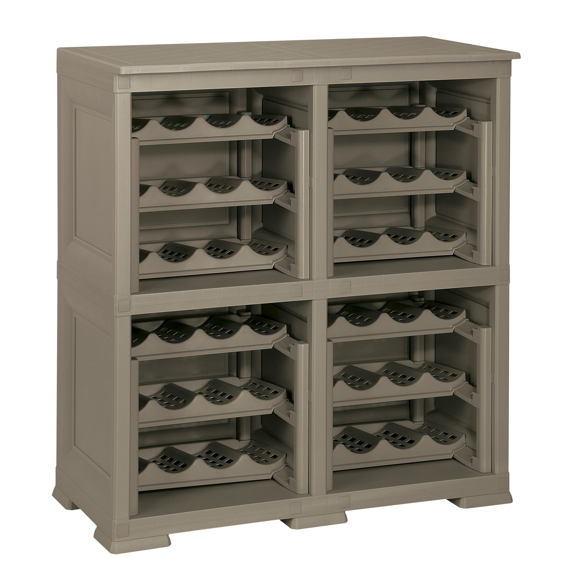 4 Estantería De Almacenamiento Modular Con Rejilla Para 48 Botellas Wengué_0