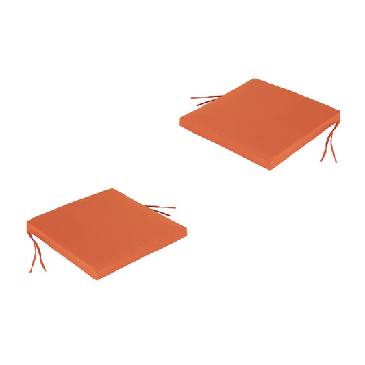 Pack 2 Cojines Para Sillas De Jardín Color Naranja, Tamaño 44x44x5 Cm, Repelente Al Agua, Desenfundable_0