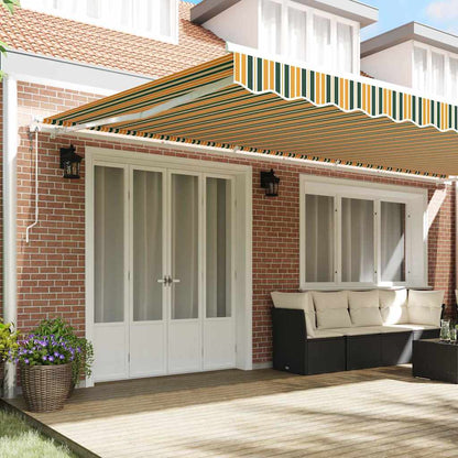 Toldo Retráctil Verde Y Amarillo 600 X 350 Cm Tela Y Aluminio_2