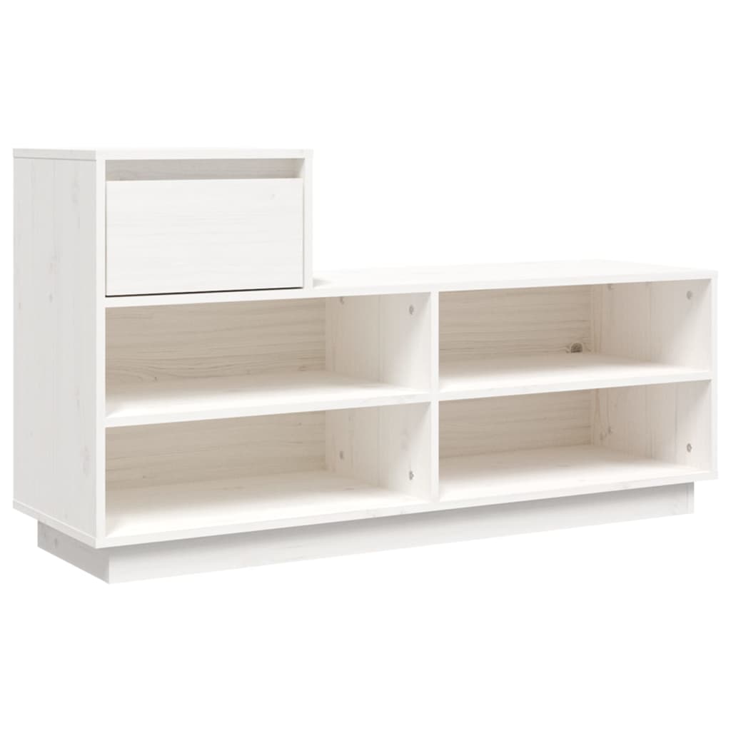 Mueble Zapatero De Madera Maciza De Pino Blanco 110x34x61 Cm / Vetonek_1
