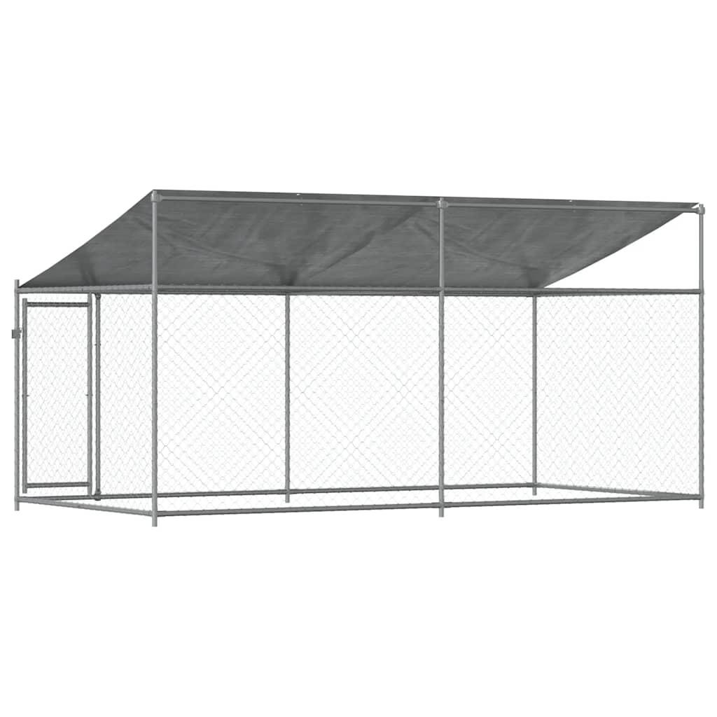 Jaula De Perros Techo Y Puerta Acero Galvanizado Gris 4x2x2 M_5