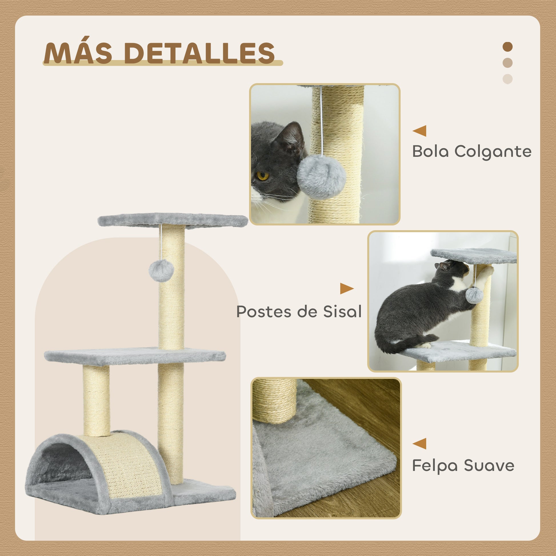 Pawhut Árbol Rascador Para Gatos Mediano_4