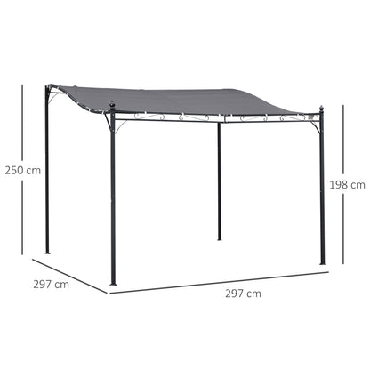 Outsunny Pérgola De Jardín 3x3m Cenador Con 16 Orificios De Drenaje Para Patio_2