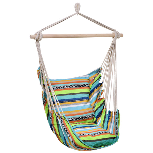 Outsunny Silla Hamaca Colgante Algodón 2 Cojines 100x100cm Carga 100 Kg Interior_0