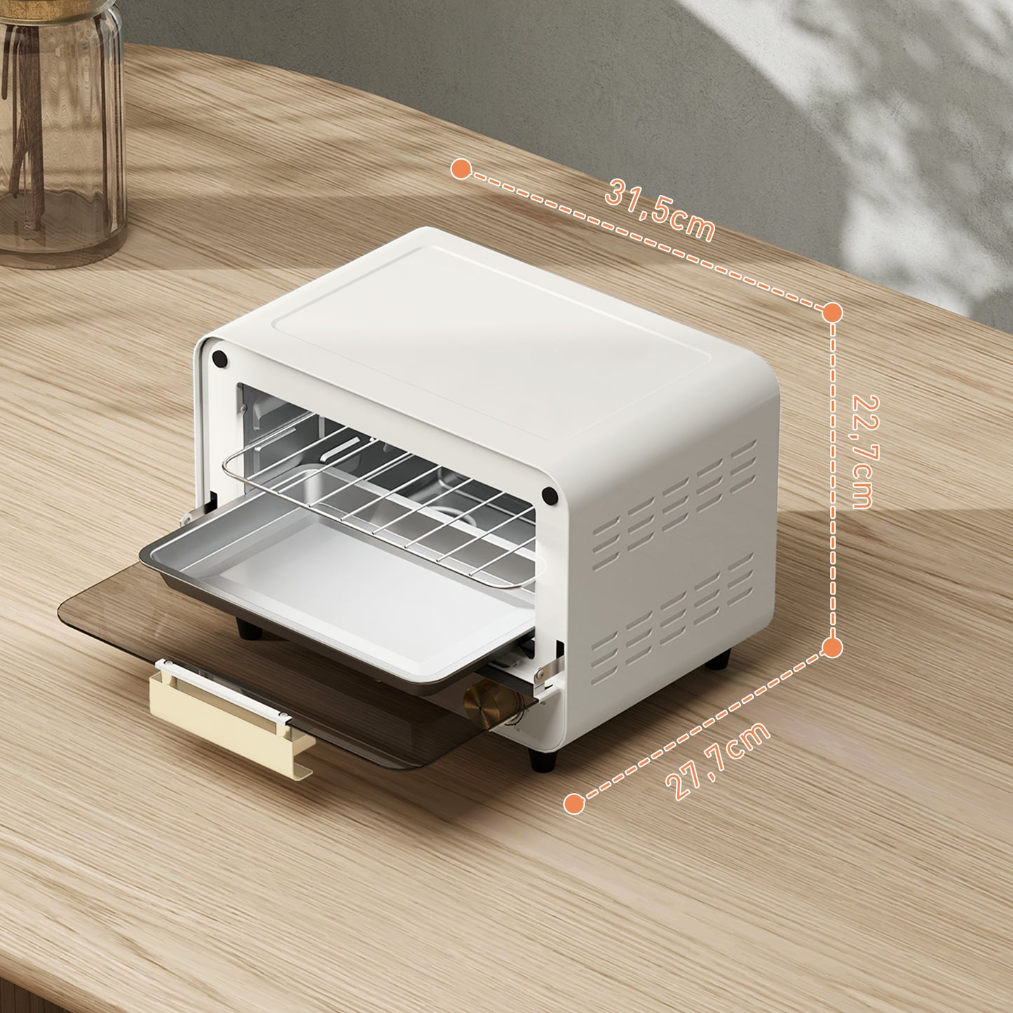 Homcom Horno Eléctrico De Sobremesa 12l 750w Con Puerta De Vidrio Blanco_2
