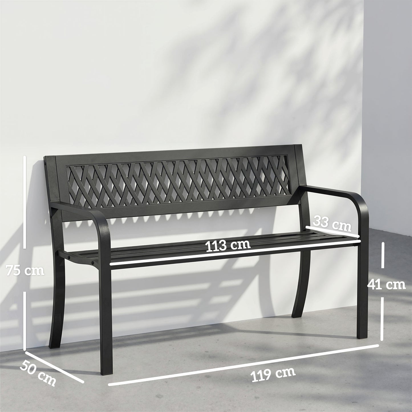 Outsunny Banco De Jardín Exterior De 2 Plazas Con Asiento Listonado Negro_2