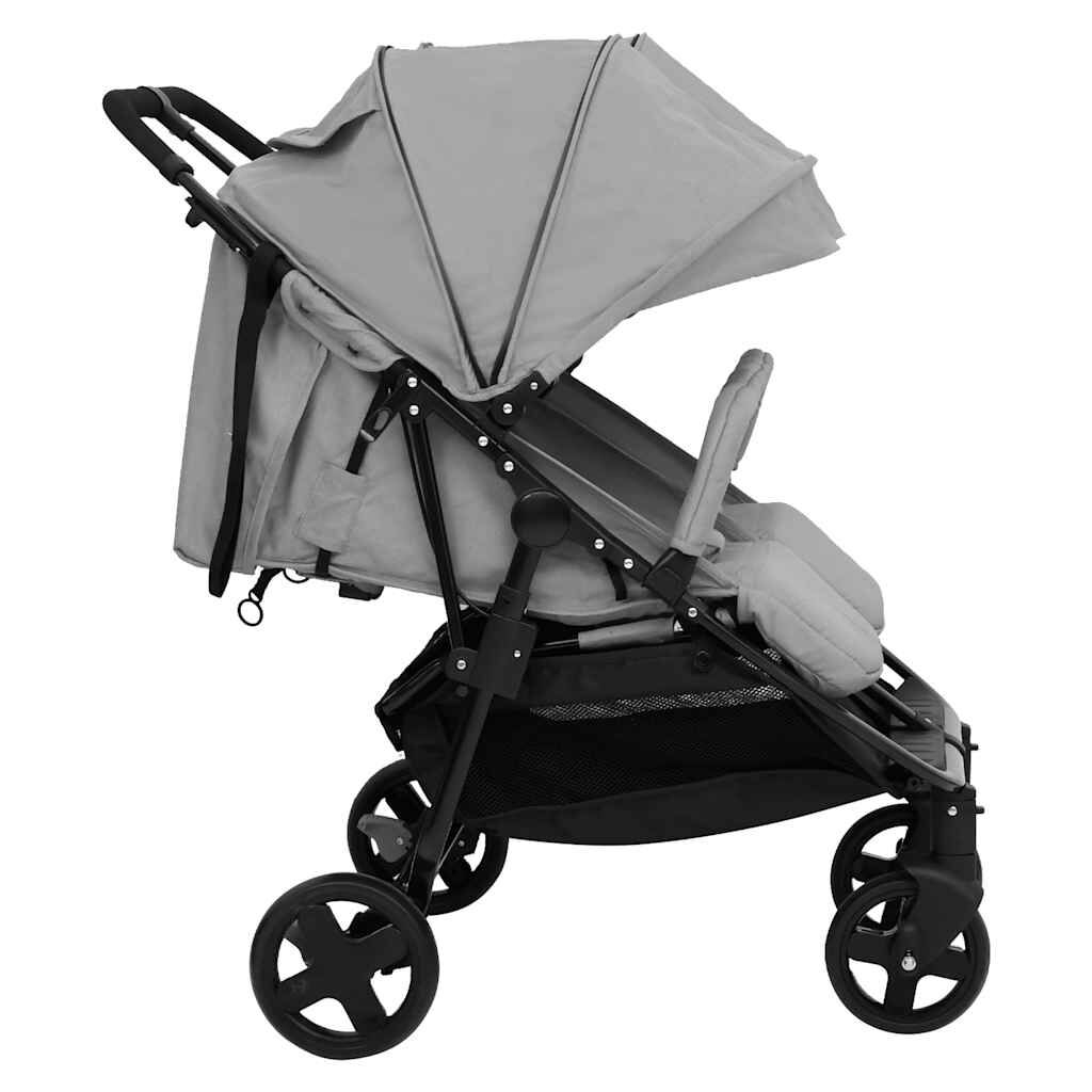 Vidaxl Carrito Para Gemelos De Acero Gris Claro Y Negro_3