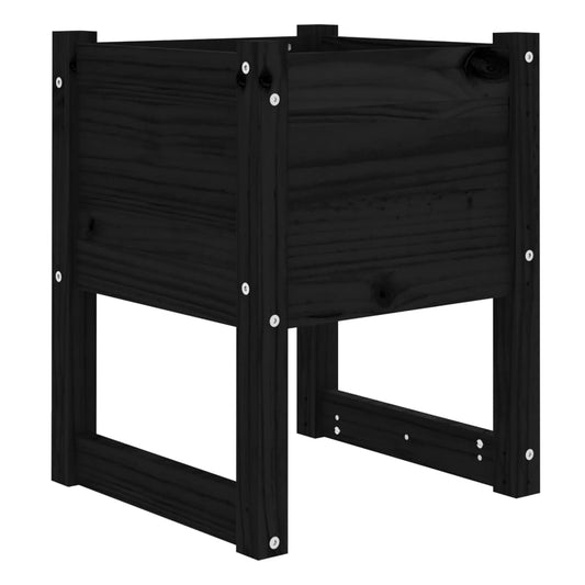 Jardinera Madera Maciza De Pino Negro 40x40x52,5 Cm_0