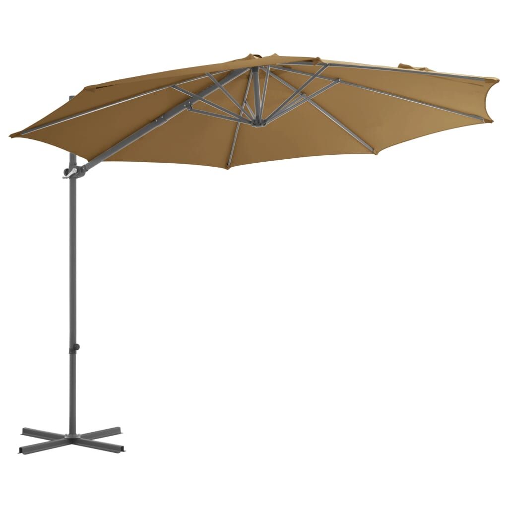 Vidaxl Sombrilla De Jardín Voladiza Con Palo De Acero Taupe 300 Cm_1