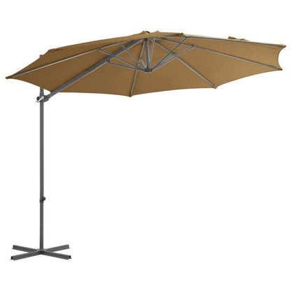 Vidaxl Sombrilla De Jardín Voladiza Con Palo De Acero Taupe 300 Cm_1