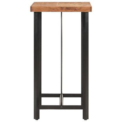 Mesa Alta De Hierro Y Madera Maciza De Acacia 55x55x107 Cm_1
