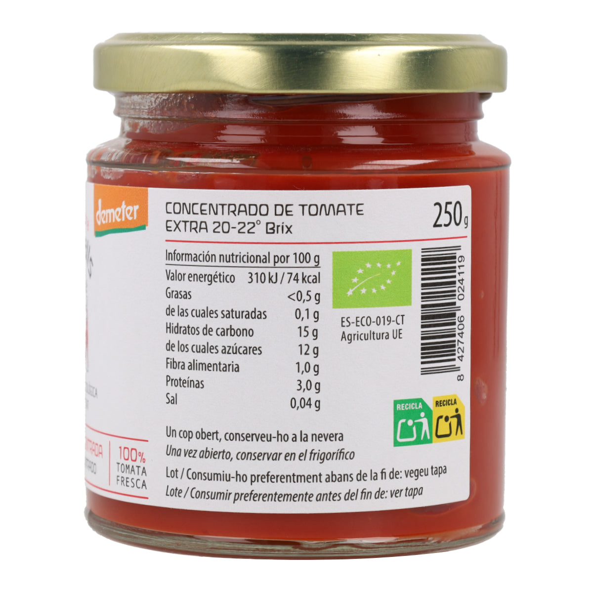 Concentrado tomate ECO Cal Valls, 250 g