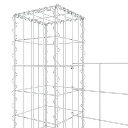Cesta De Gaviones Forma De U 4 Postes De Hierro 380x20x150 Cm / Vetonek_0