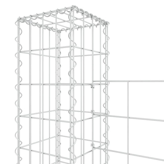 Cesta De Gaviones Forma De U 4 Postes De Hierro 380x20x150 Cm / Vetonek_0