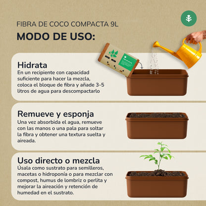 Sustrato Fibra de Coco Planeta Huerto 9 Litros