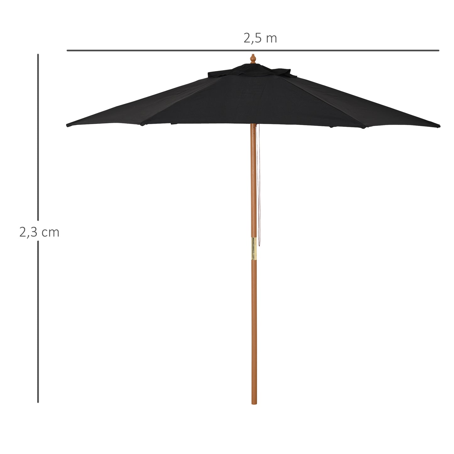 Outsunny Sombrilla De Jardín Ø250x230 Cm Con Poste Desmontable Negro_2
