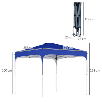 Outsunny Carpa Plegable 2,5x2,5x2,7 M Con Altura Ajustable Anti-uv Azul_2