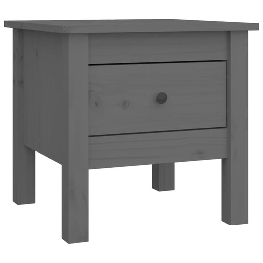 Mesa Auxiliar De Madera Maciza De Pino Gris 40x40x39 Cm_0