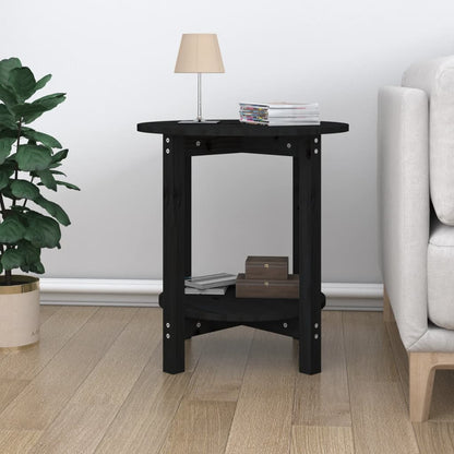 Mesa De Centro De Madera Maciza De Pino Negro Ø55x60 Cm_1