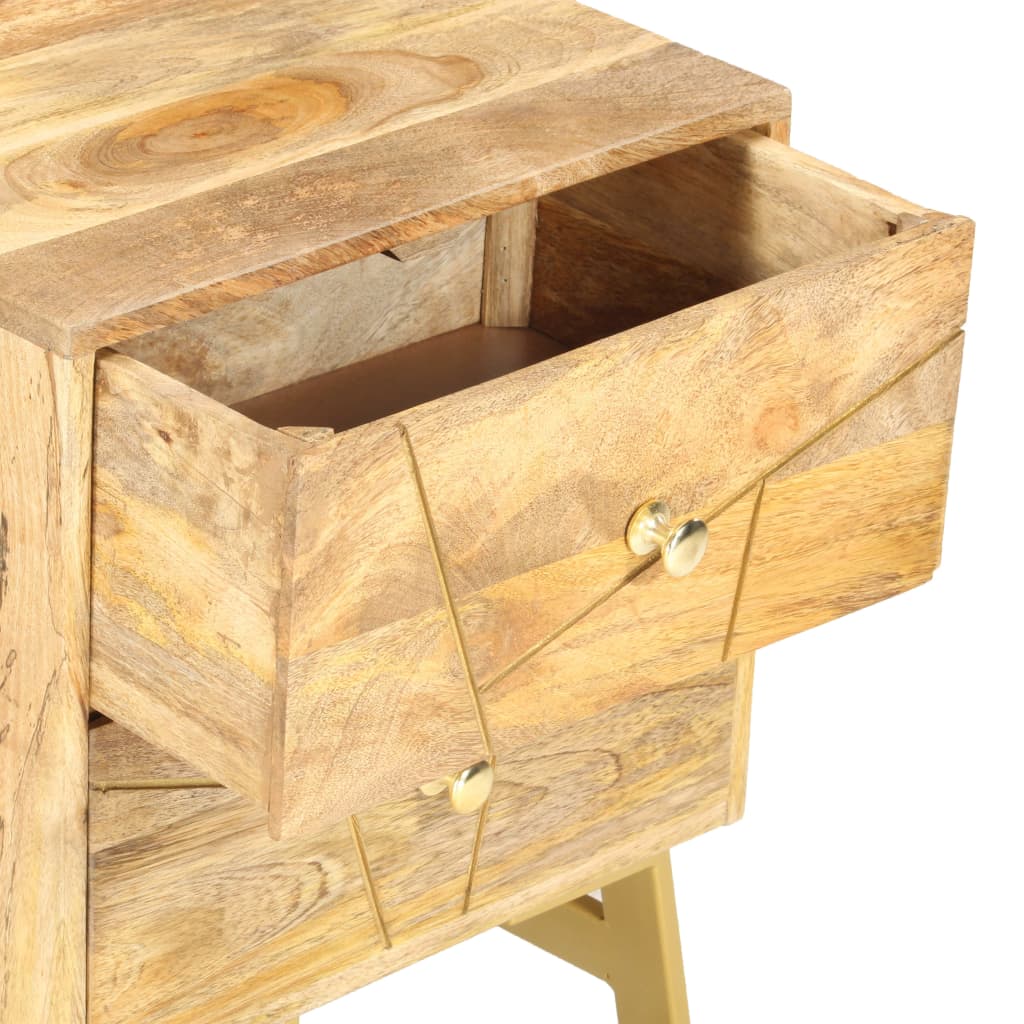 Mesita De Noche De Madera Maciza De Mango 40x30x50 Cm_3