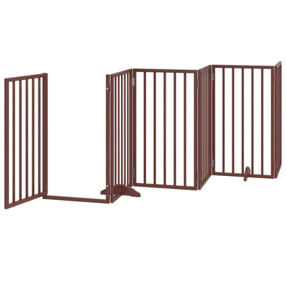 Vidaxl Puerta Para Perros Con Puerta Plegable De 6 Paneles Marrón 300 Cm Madera De Álamo_3