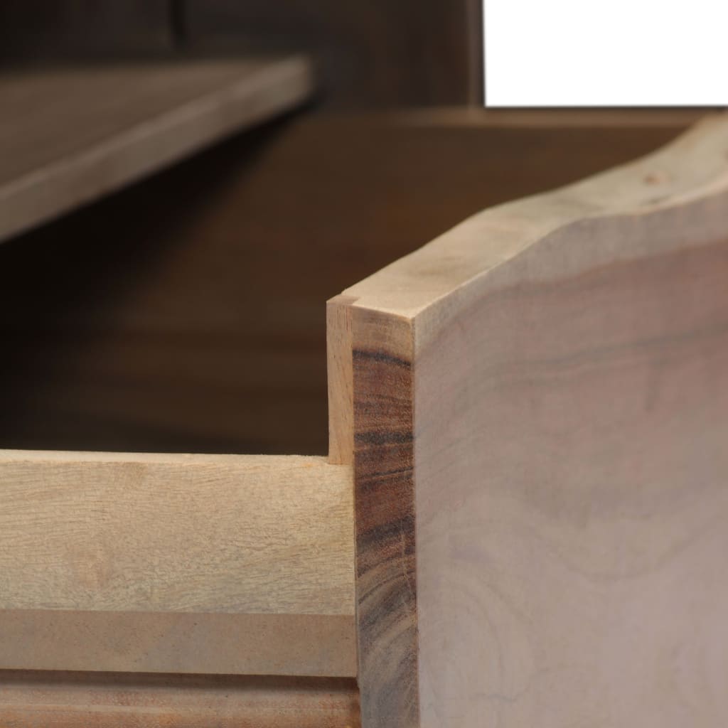 Mesa De Centro Borde Vivo Madera Maciza Acacia Gris 90x50x40 Cm_3