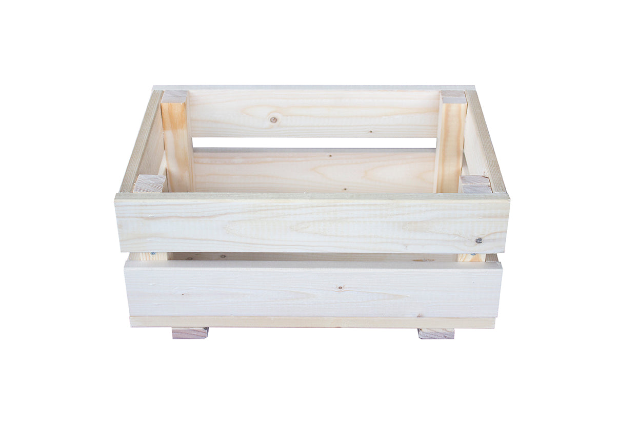 Caja De Fruta Decorativa De Madera Natural De 39 X 25,5 X 18 Cm