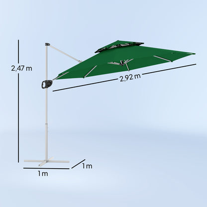 Outsunny Sombrilla De Jardín Ø292 Cm Con Manivela Inclinación Ajustable Verde_2
