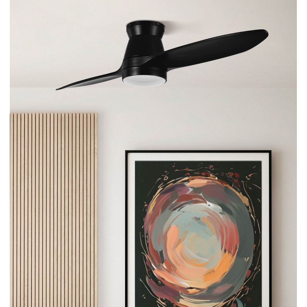 Ventilador Dc Nordic 24w 2400lm Negro 2 Aspas 132d 3000k,4500k,6000k, Remoto+temporizador+memoria_1