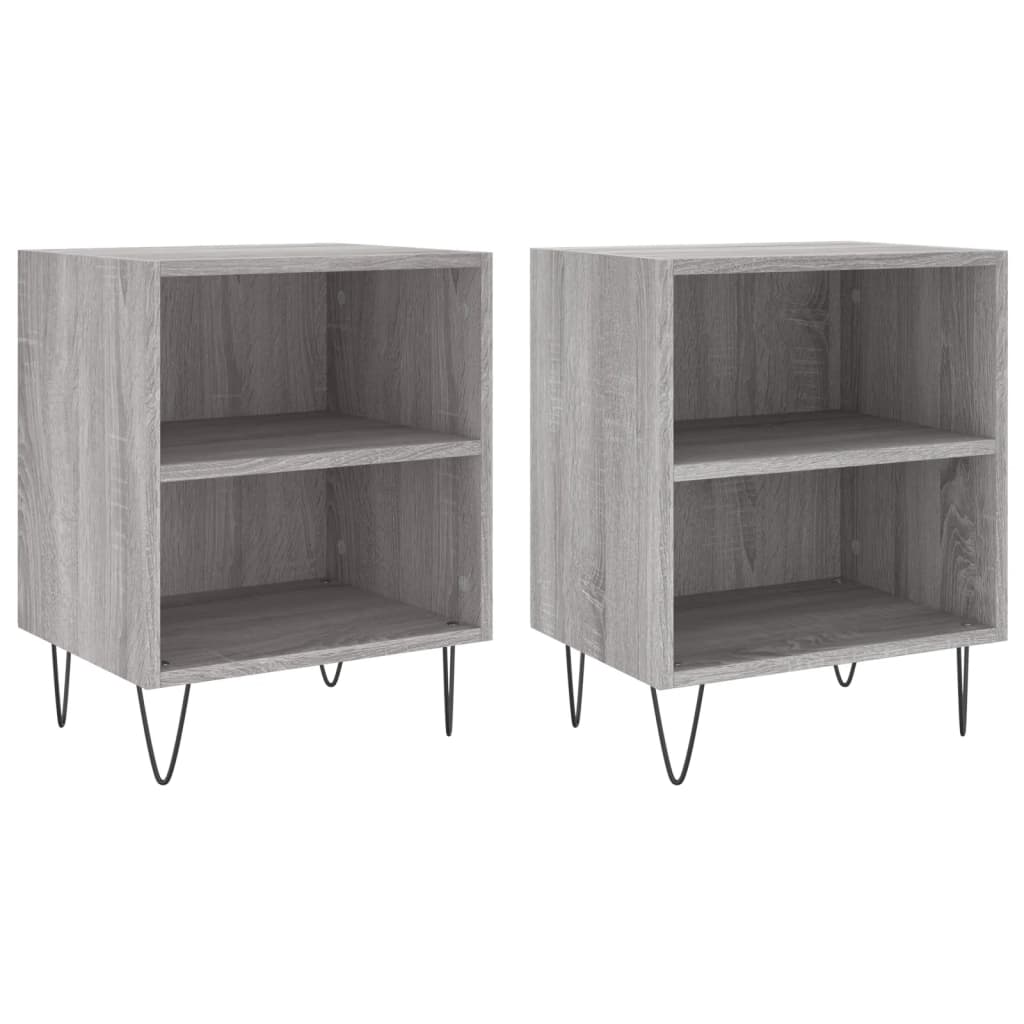Mesita De Noche 2 Uds Madera Ingeniería Gris Sonoma 40x30x50 Cm_0