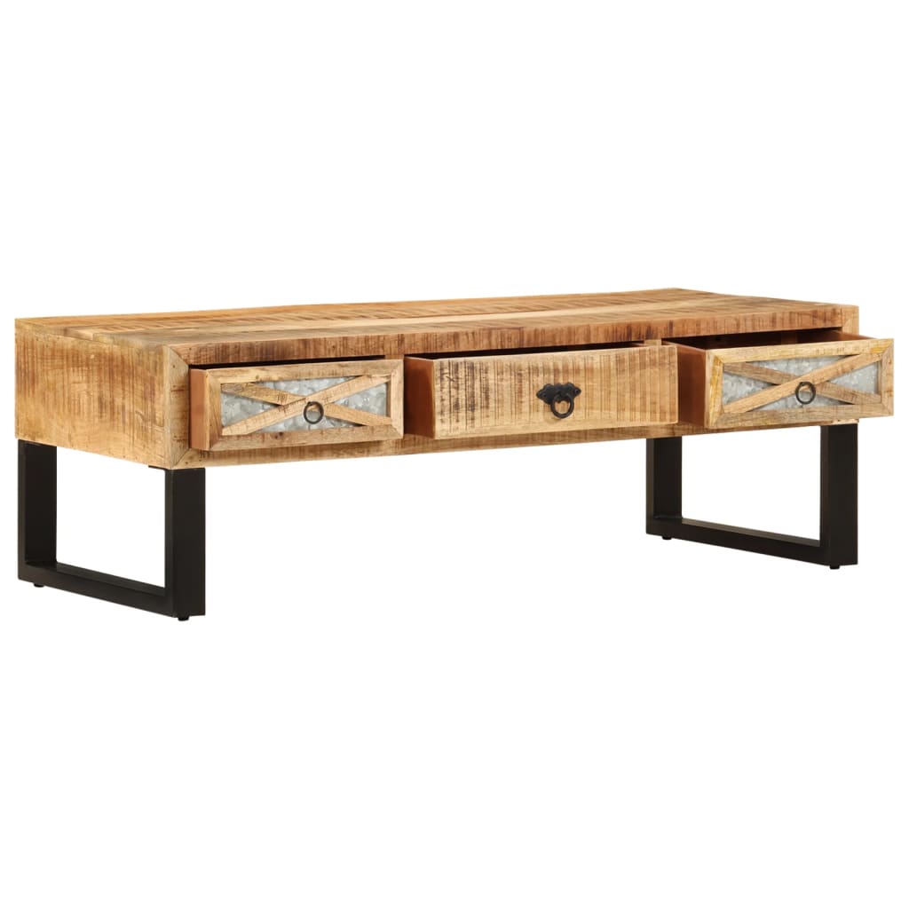 Mesa De Centro De Madera Maciza De Mango 110x50x38 Cm_1