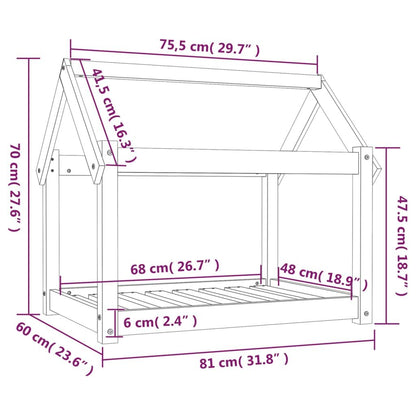 Vidaxl Cama Para Perros Madera Maciza De Pino Negro 81x60x70 Cm_2