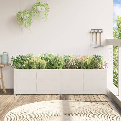 Jardinera De Madera Maciza De Pino Blanca 180x50x50 Cm_2