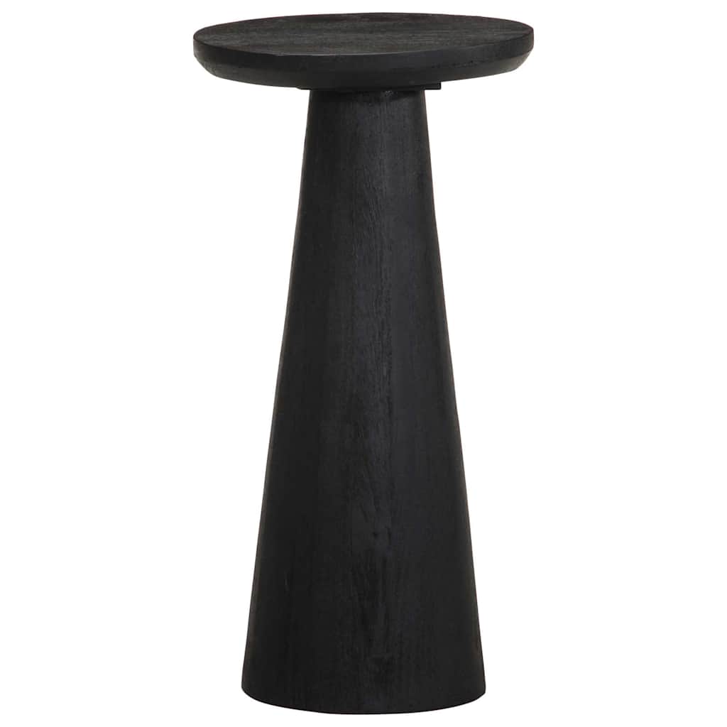 Mesa Auxiliar Madera Maciza De Mango Negra Ø30x60 Cm_0