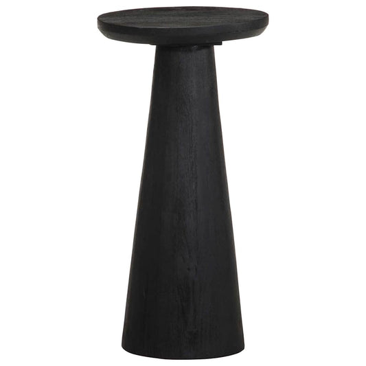 Mesa Auxiliar Madera Maciza De Mango Negra Ø30x60 Cm_0
